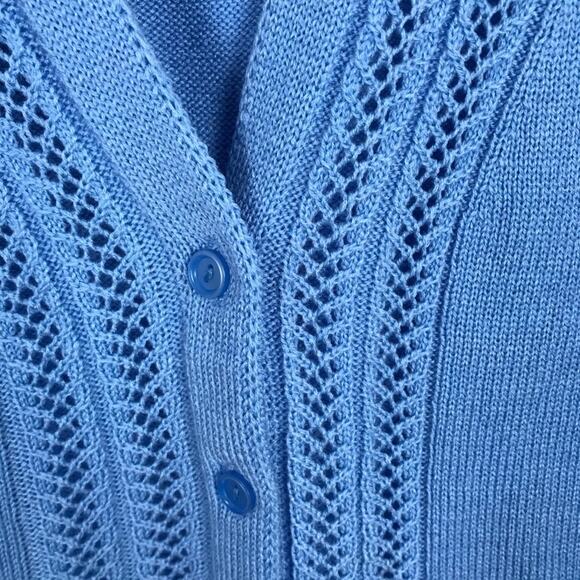 Vintage Blue Cardigan Knit Sweater Vest Trendy Y2K Retro Size 1X - Picture 4 of 7